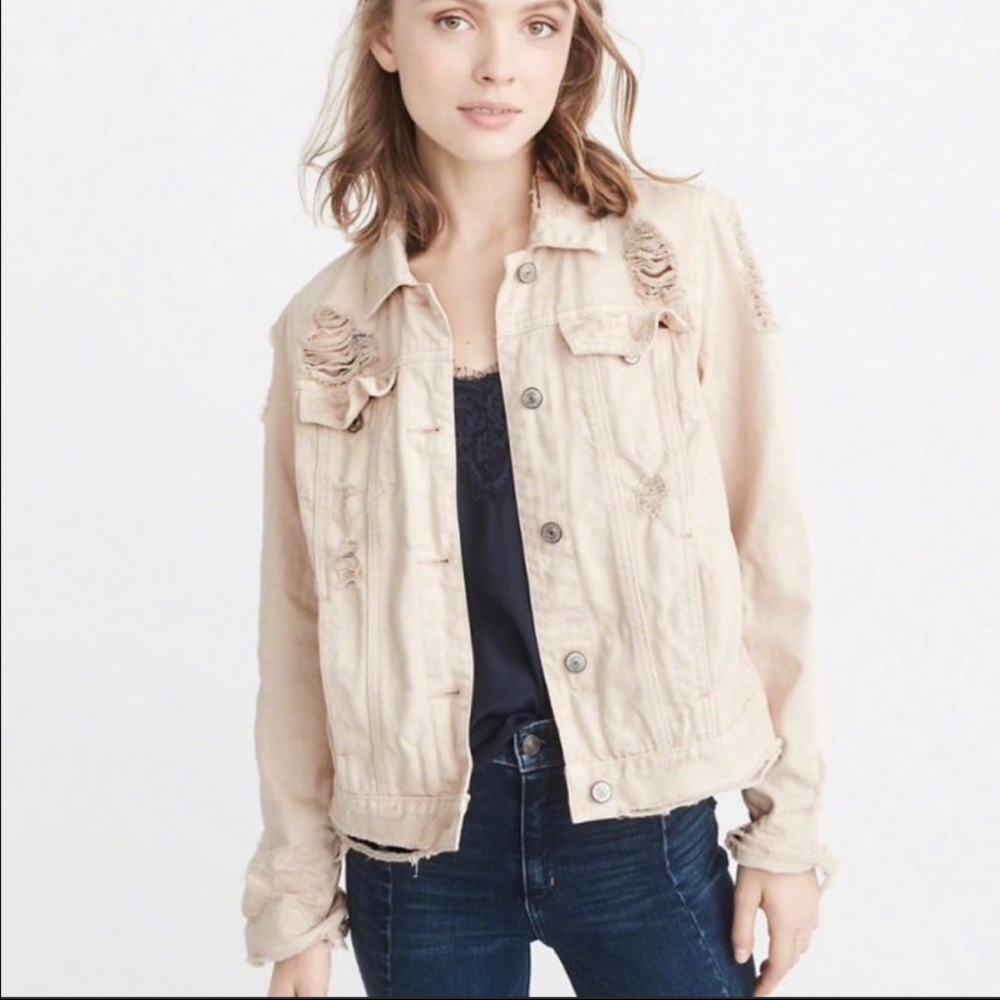 Pink distressed jean jacket